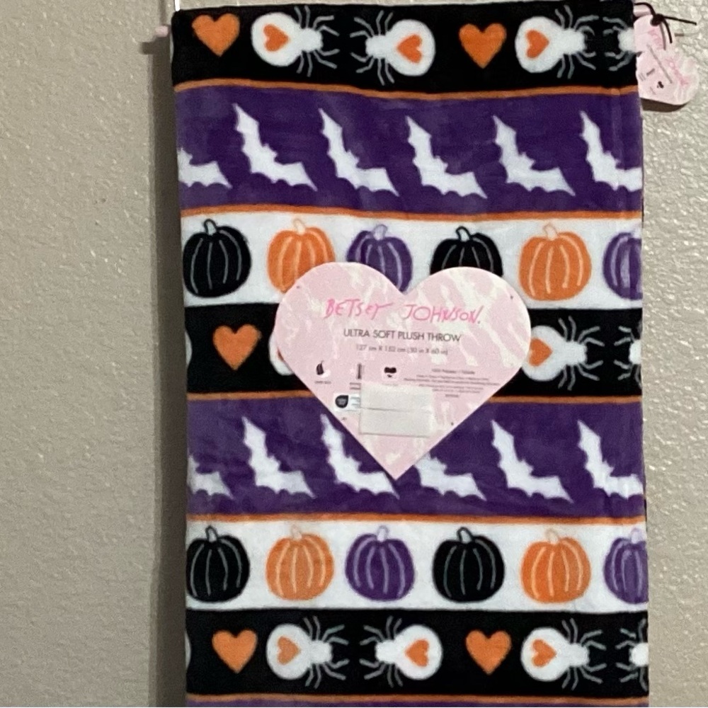 Betsy Johnson Halloween Stripes Plush Throw